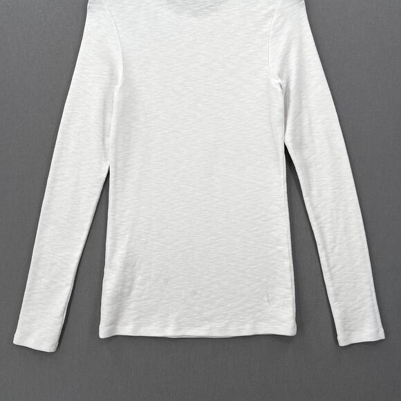 ENZA COSTA Textured Knit Crew Neck Top Womens Medium White Long Sleeve Shirt NEW - Picture 9 of 16